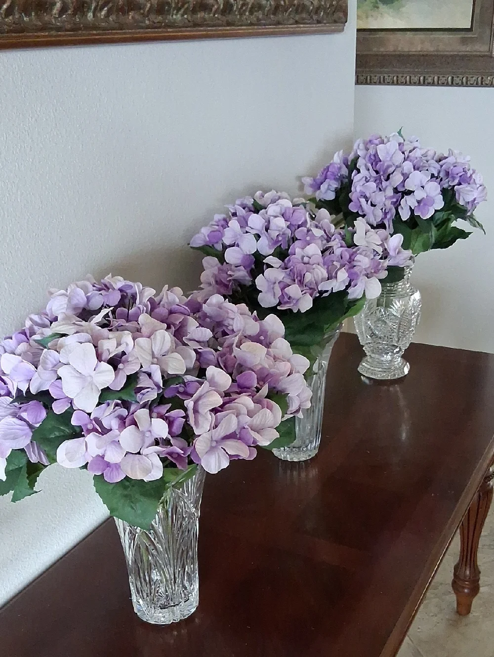 Lavender Hydrangea Artificial Silk Flowers - Bundle of 6 Bushes - NWT